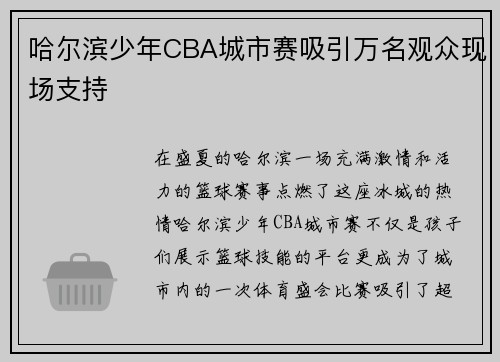 哈尔滨少年CBA城市赛吸引万名观众现场支持
